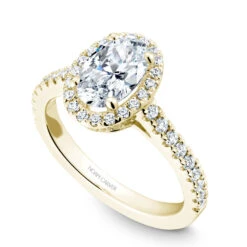Noam Carver Yellow Gold Diamond Engagement Ring Setting With Oval Center Stone And Halo (0.57 CTW)