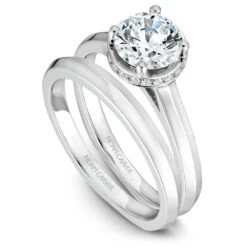 Noam Carver White Gold Knife Edge Euro Shank Engagement Ring Setting With Diamond Accents (0.10 CTW) -DIAMOND JEWELRY SHOP b040 01ab