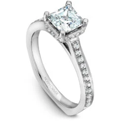 Noam Carver Yellow Gold Diamond Euro Shank Engagement Ring Setting With Princess Center Stone (0.28 CTW)