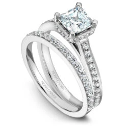 Noam Carver Yellow Gold Diamond Euro Shank Engagement Ring Setting With Princess Center Stone (0.28 CTW) -DIAMOND JEWELRY SHOP b041 02ab