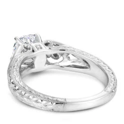 Noam Carver White Gold Carved Vintage Shank Engagement Ring Setting (0.04 CTW) -DIAMOND JEWELRY SHOP b051 01a back