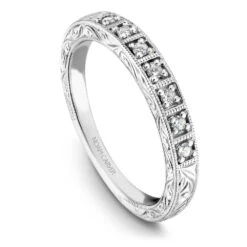 Noam Carver White Gold Milgrain And Carved Shank Diamond Engagement Ring Setting (0.14 CTW) -DIAMOND JEWELRY SHOP b057 01b