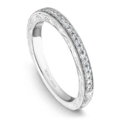 Noam Carver White Gold Milgrain Baguettes And Rounds Engagement Ring Setting (0.40 CTW) -DIAMOND JEWELRY SHOP b058 01b