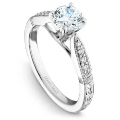 Noam Carver White Gold Vintage Diamond Engagement Ring Setting (0.11 CTW)