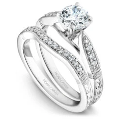 Noam Carver White Gold Vintage Diamond Engagement Ring Setting (0.11 CTW) -DIAMOND JEWELRY SHOP b062 01ab