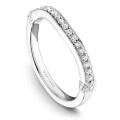 Noam Carver White Gold Vintage Engagement Ring Setting With Elaborate Diamond Shank (0.26 CTW) -DIAMOND JEWELRY SHOP b064 01b