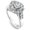 Noam Carver White Gold Vintage Diamond Engagement Ring Setting With Milgrain Accented Halo (0.19 CTW) -DIAMOND JEWELRY SHOP b073 01a standing