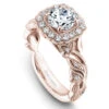 Noam Carver Rose Gold Halo Diamond Engagement Ring Setting With Floral Shank (0.30 CTW) 1 Noam Carver Rose Gold Halo Diamond Engagement Ring Setting With Floral Shank (0.30 CTW) -DIAMOND JEWELRY SHOP b075 01ra