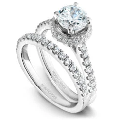 Noam Carver White Gold Diamond Engagement Ring Setting With Halo (0.33 CTW) -DIAMOND JEWELRY SHOP b082 01ab