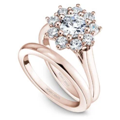 Noam Carver Rose Gold Shared Prong Floral Halo Engagement Ring Setting (0.93 CTW) -DIAMOND JEWELRY SHOP b090 01rab