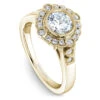 Noam Carver Yellow Gold Bezel Set Halo Engagement Ring Setting With Milgrain (0.27 CTW) -DIAMOND JEWELRY SHOP b091 01ya standing