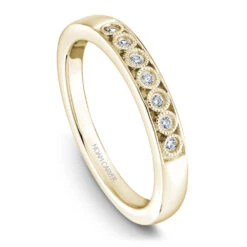 Noam Carver Yellow Gold Bezel Set Halo Engagement Ring Setting With Milgrain (0.27 CTW) -DIAMOND JEWELRY SHOP b091 01yb