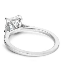 Noam Carver White Gold Princess Diamond Engagement Ring Setting With Halo (0.18 CTW) -DIAMOND JEWELRY SHOP b094 01a back