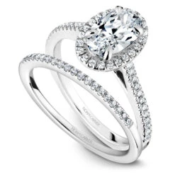 Noam Carver White Gold Diamond Engagement Ring Setting With Oval Center Stone And Halo (0.23 CTW) -DIAMOND JEWELRY SHOP b094 03ab