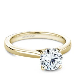 Noam Carver Yellow Gold Solitaire Engagement Ring Setting (0.02 CTW) -DIAMOND JEWELRY SHOP b140 01ya flat