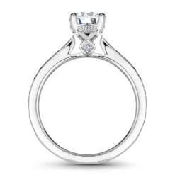 Noam Carver White Gold Carved Edge Engagement Ring Setting (0.04 CTW) -DIAMOND JEWELRY SHOP b140 02ea side