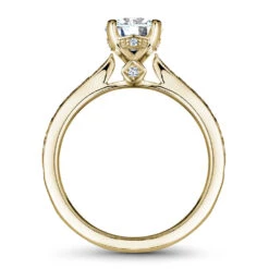 Noam Carver Yellow Gold Carved Edge Engagement Ring Setting (0.04 CTW) -DIAMOND JEWELRY SHOP b140 02yea side