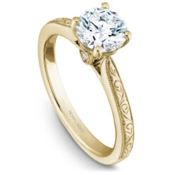 Noam Carver Yellow Gold Carved Edge Engagement Ring Setting (0.04 CTW)