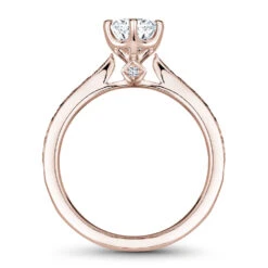Noam Carver Rose Gold 6 Prong Engagement Ring Setting (0.02 CTW) -DIAMOND JEWELRY SHOP b140 17rea side