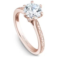 Noam Carver Rose Gold 6 Prong Engagement Ring Setting (0.02 CTW)