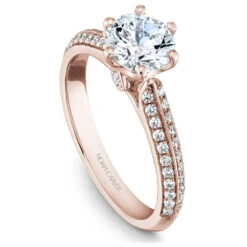 Noam Carver Rose Gold 6 Prong Knife Edge Diamond Engagement Ring Setting (0.29 CTW)