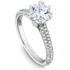 Noam Carver White Gold 6 Prong Pave Diamond Engagement Ring Setting (0.44 CTW)