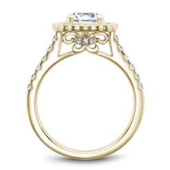 Noam Carver Yellow Gold Floral Halo Engagement Ring Setting (0.59 CTW) -DIAMOND JEWELRY SHOP b150 01ya side