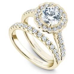 Noam Carver Yellow Gold Floral Halo Engagement Ring Setting (0.59 CTW) -DIAMOND JEWELRY SHOP b150 01yab