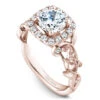 Noam Carver Rose Gold Cushion Halo Engagement Ring Setting With Carved Shank (0.35 CTW) -DIAMOND JEWELRY SHOP b151 01ra standing