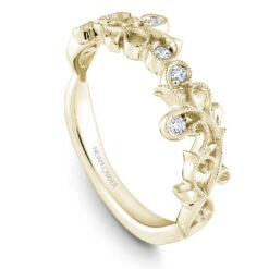 Noam Carver Yellow Gold Cushion Halo Engagement Ring Setting With Carved Shank (0.35 CTW) -DIAMOND JEWELRY SHOP b151 01yb