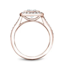 Noam Carver Rose Gold Bezel Diamond Halo Engagement Ring Setting (0.44 CTW) -DIAMOND JEWELRY SHOP b153 01ra side