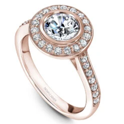 Noam Carver Rose Gold Bezel Diamond Halo Engagement Ring Setting (0.44 CTW)