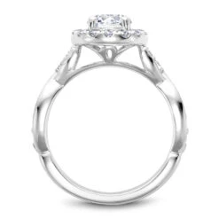 Noam Carver White Gold Halo Engagement Ring Setting With Twist Shank (0.55 CTW) -DIAMOND JEWELRY SHOP b160 01a side