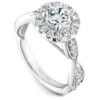 Noam Carver White Gold Halo Engagement Ring Setting With Twist Shank (0.55 CTW) -DIAMOND JEWELRY SHOP b160 01a standing