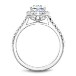 Noam Carver White Gold Diamond Engagement Ring Setting With Pear Center Stone And Halo (0.39 CTW) -DIAMOND JEWELRY SHOP b169 01a side