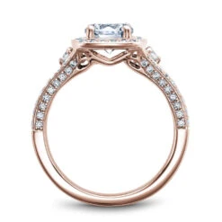 Noam Carver Rose Gold 3-Sided Channel Set Diamond Engagement Ring Setting With Halo -DIAMOND JEWELRY SHOP b172 01ra side