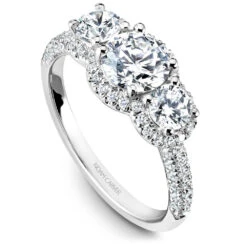Noam Carver White Gold 3-Stone Diamond Engagement Ring Setting (0.99 CTW)