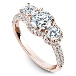 Noam Carver Rose Gold 3-Stone Diamond Engagement Ring Setting (0.99 CTW)
