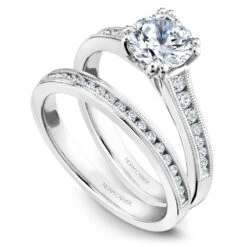 Noam Carver White Gold Channel Set Diamond Engagement Ring Setting (0.24 CTW) -DIAMOND JEWELRY SHOP b203 01ab
