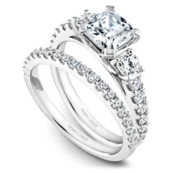 Noam Carver White Gold 3-Stone Diamond Engagement Ring Setting (0.70 CTW) -DIAMOND JEWELRY SHOP b205 01ab