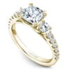 Noam Carver Yellow Gold 3-Stone Diamond Engagement Ring Setting (0.70 CTW) -DIAMOND JEWELRY SHOP b205 01ya standing
