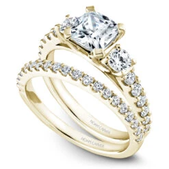 Noam Carver Yellow Gold 3-Stone Diamond Engagement Ring Setting (0.70 CTW) -DIAMOND JEWELRY SHOP b205 01yab