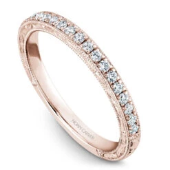 Noam Carver Rose Gold 3-Stone Diamond Engagement Ring Setting (0.66 CTW) -DIAMOND JEWELRY SHOP b206 01rb