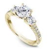 Noam Carver Yellow Gold 3-Stone Diamond Engagement Ring Setting (0.66 CTW) -DIAMOND JEWELRY SHOP b206 01ya standing