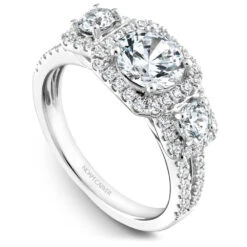 Noam Carver White Gold 3-Stone Diamond Engagement Ring Setting (0.85 CTW)