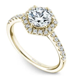 Noam Carver Yellow Gold Diamond Engagement Ring Setting With Hexagonal Halo (0.38 CTW)