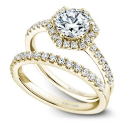 Noam Carver Yellow Gold Diamond Engagement Ring Setting With Hexagonal Halo (0.38 CTW) -DIAMOND JEWELRY SHOP b214 01yab