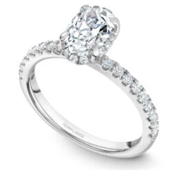 Noam Carver White Gold Diamond Engagement Ring Setting With Oval Center Stone (0.35 CTW)