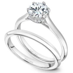 Noam Carver White Gold 6-Prong Solitaire Engagement Ring Setting (0.07 CTW) -DIAMOND JEWELRY SHOP b242 01aboth