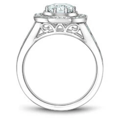 Noam Carver White Gold Octagonal Halo Diamond Engagement Ring Setting (0.49 CTW) -DIAMOND JEWELRY SHOP b244 01a side